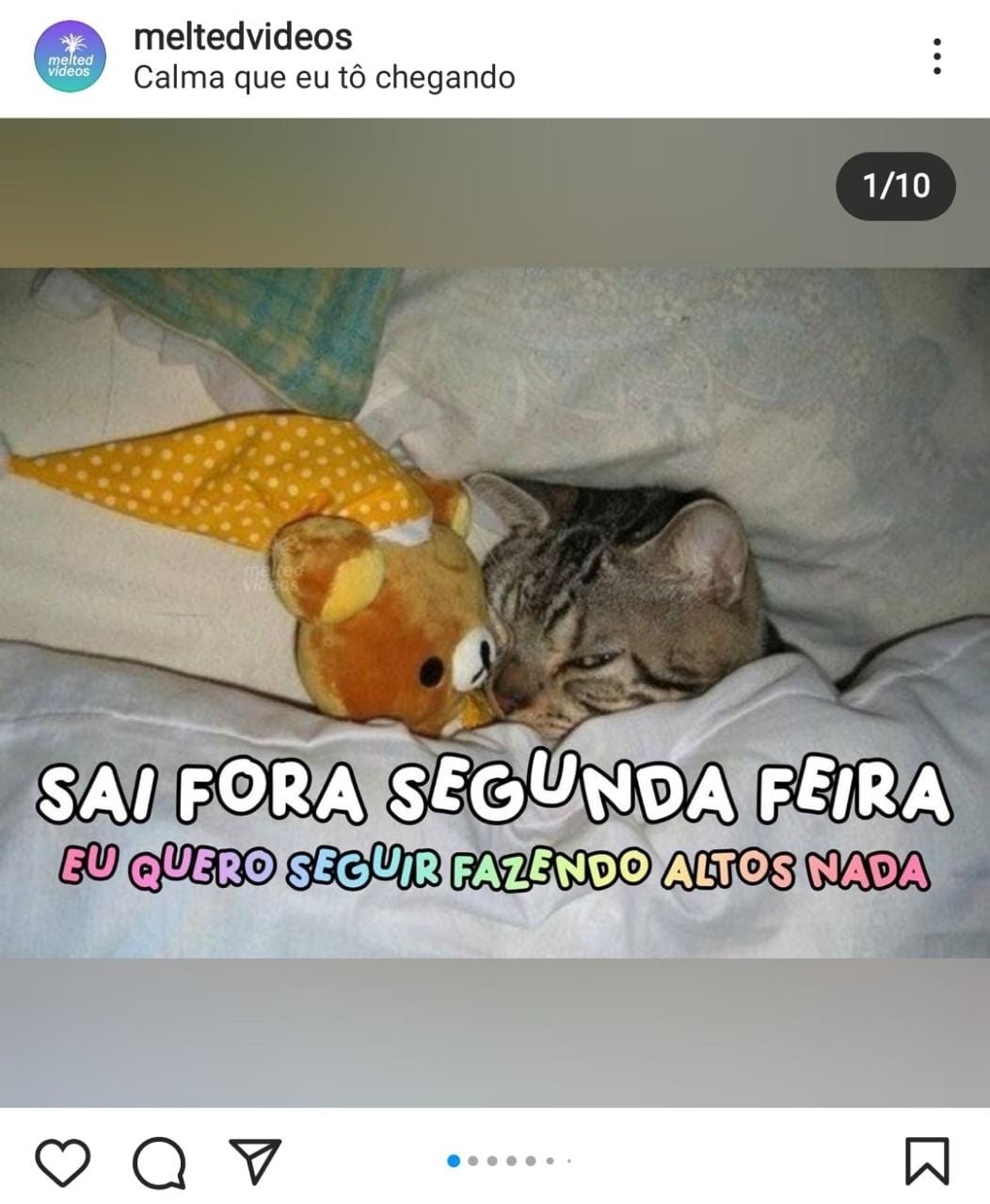 Para se destacar, a Melted Videos mantém uma estética própria, com fontes de wordArt e imagens aleatórias (Foto: Reprodução/Instagram) Meme da Melted Videos (Foto: Reprodução/Instagram)