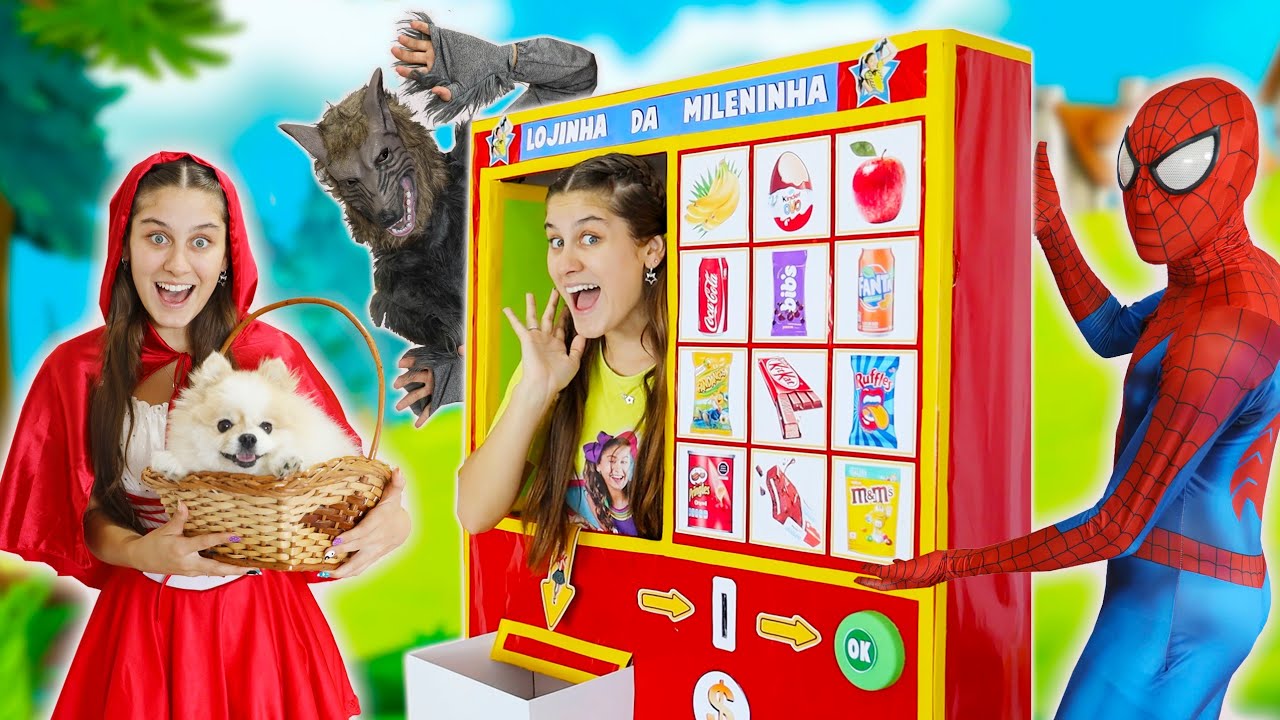 A MÁQUINA GIGANTE DE VENDAS DA MILENINHA - Vending Machine for kids with Spiderman 6